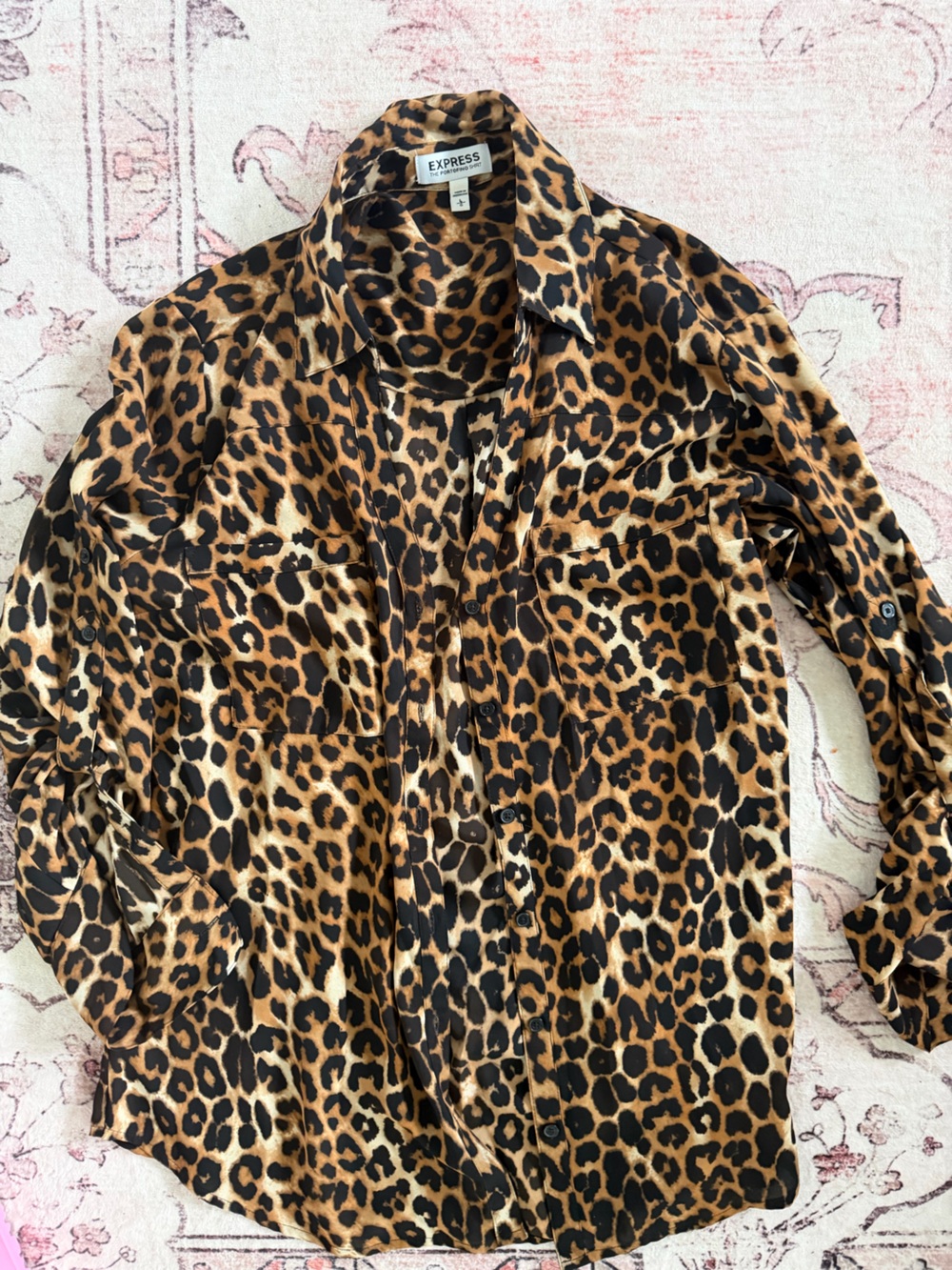 Express Leopard Print Blouse in Brown and Black